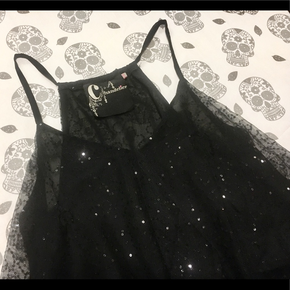 Chandelier Black Layered Blouse with Glitter